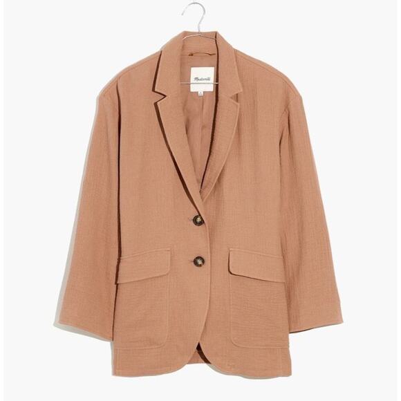 Madewell Blazer Size XS Tan Larsen Cotton Linen Relaxed Minimalist Career Preppy - Picture 2 of 16